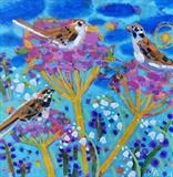 Sparrows by Claire West, Painting, Acrylic on canvas